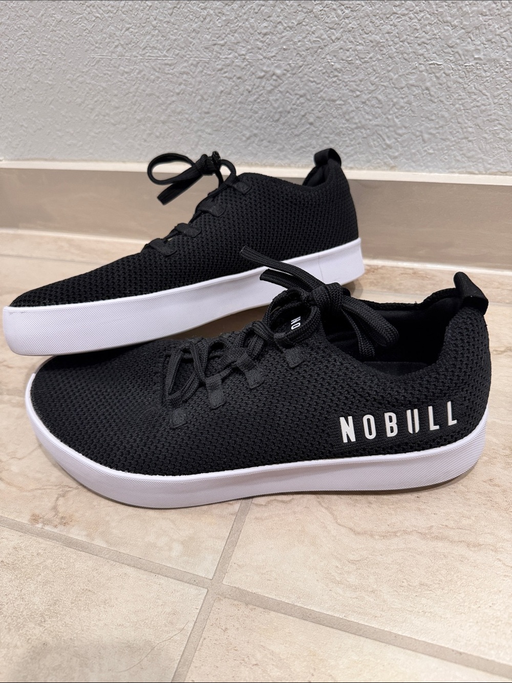 NOBULL Black Knit Sneakers with White Platform Sole